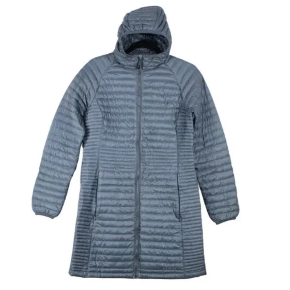 LL Bean Blue Quilted Nylon Ultralight 850 Down Hooded Coat Size XL